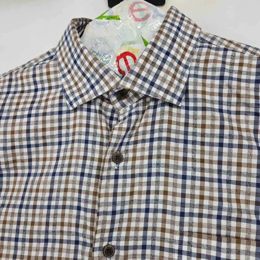 Johnnie O Shirt Mens Large Long Sleeve Top Shelf Check Lightweight Casual - Picture 2 of 10